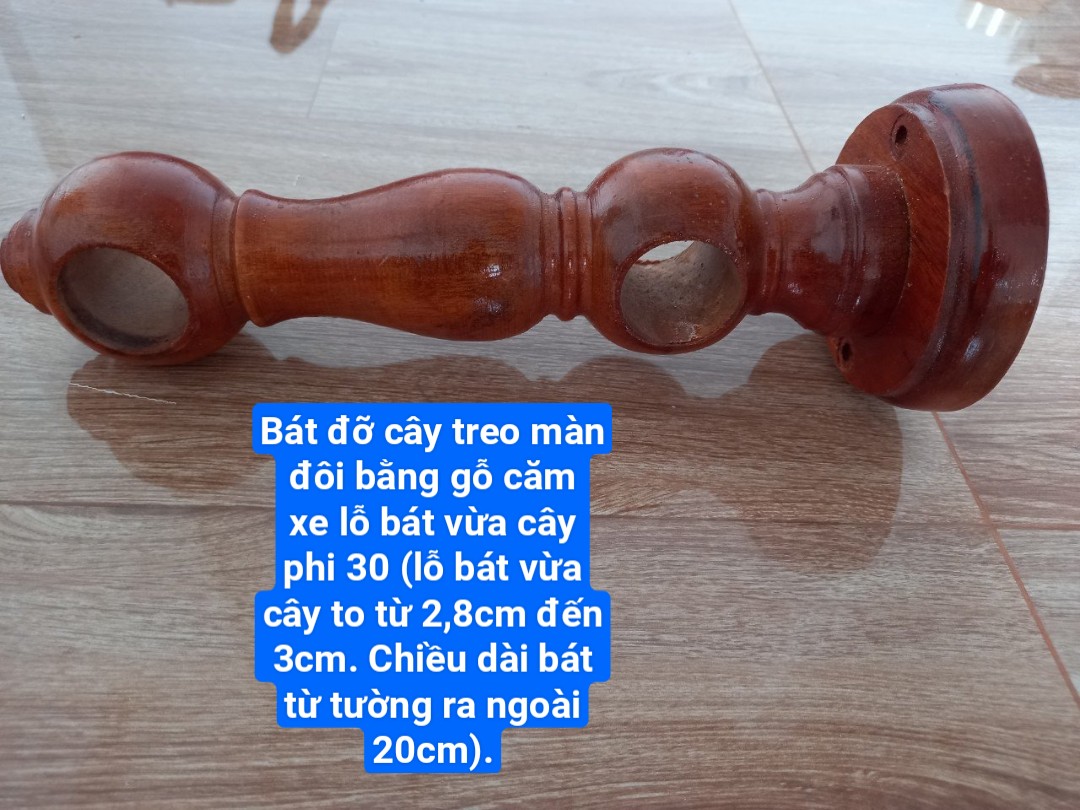 Bát (Giá) Đỡ Thanh Treo Màn Đôi Bằng Gỗ Căm Xe