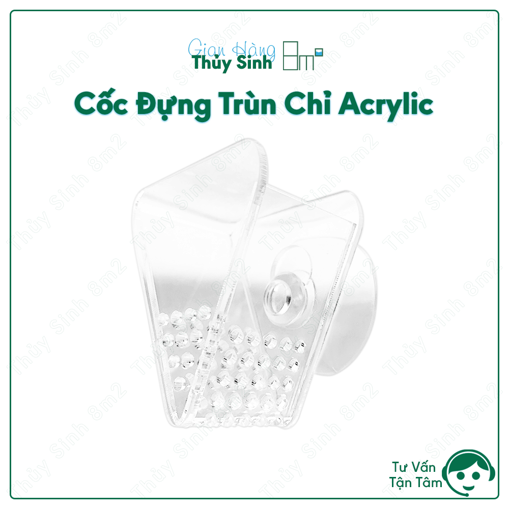 (Acrylic) Cốc Trùn Chỉ Tam Giác Cho Cá Ăn | 8m2