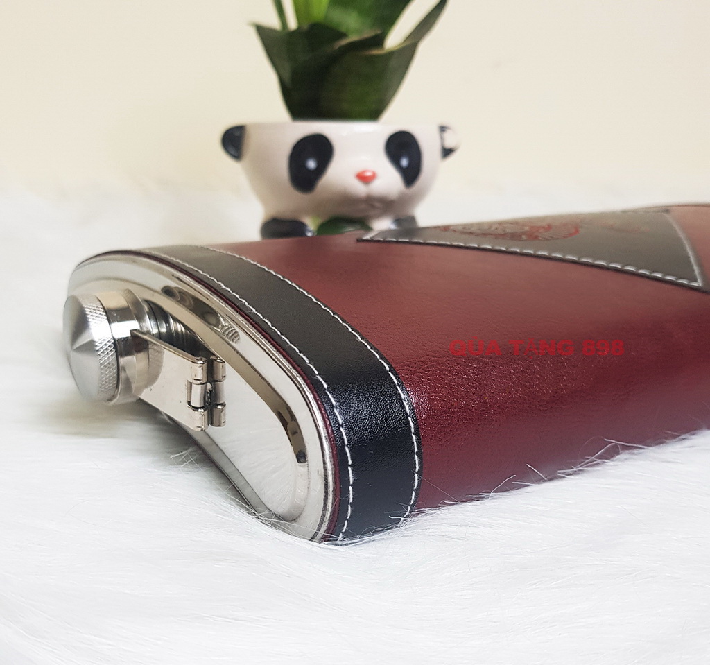 Bình inox đựng rươu bọc da đỏ 2 lít (64oz)