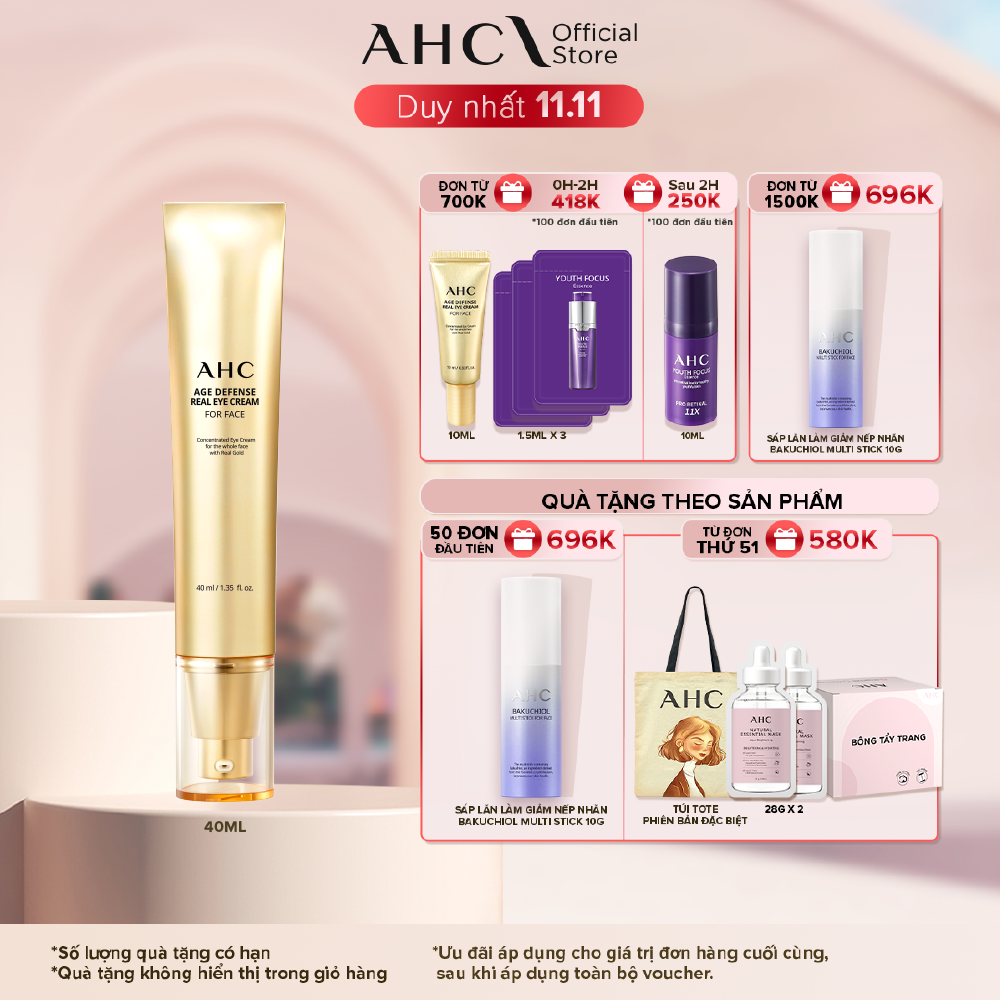 [Siêu Sale 11.11] Kem Mắt Chống Lão Hóa Cho Toàn Mặt AHC Age Defense Real Eye Cream For Face 40ml
