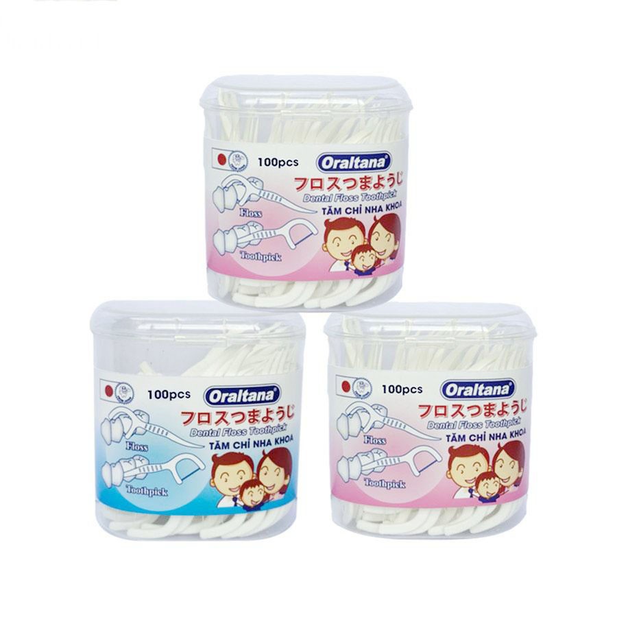 Lọ Tăm Chỉ Nha Khoa Oraltana Lọ 100 Cái hàng Chính hãng xuất Châu Âu, Nhật Bản cho răng luôn sạch sẽ