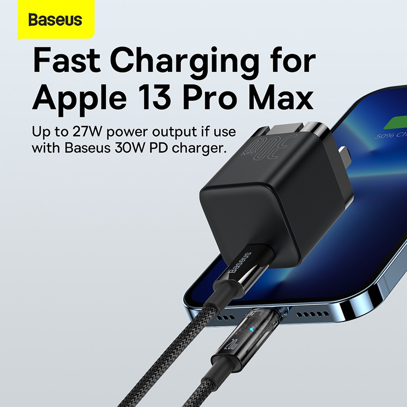 Cáp Sạc nhanh Tự Ngắt Gen2 Baseus Explorer Series cho iPhone/ iPad (Type C to Lightning Auto Power-Off, PD 20W Fast Charging Data Cable )