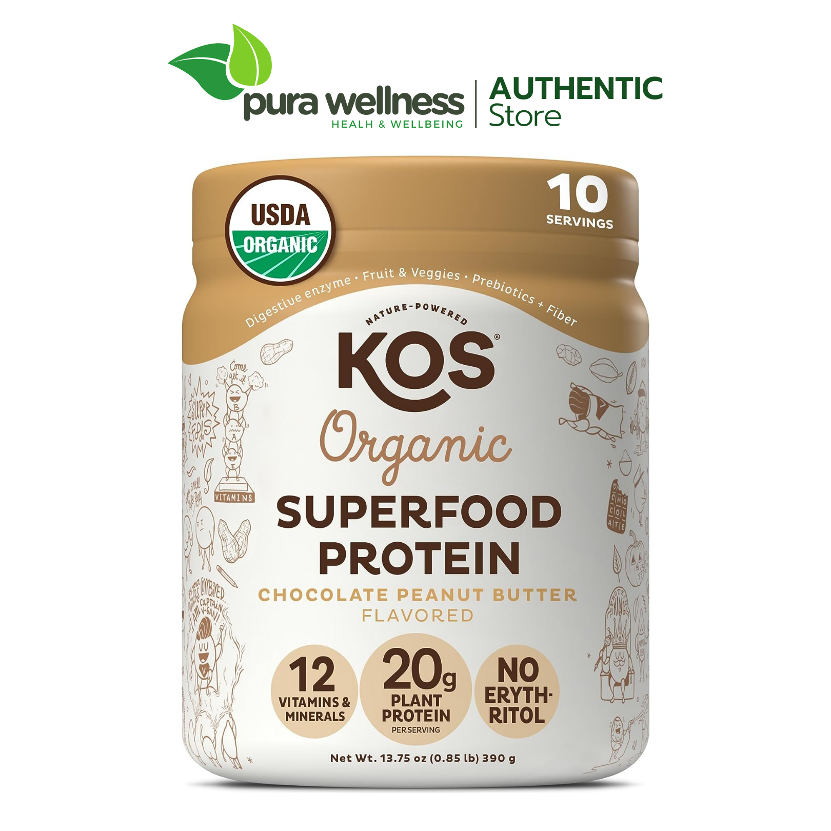 Bột KOS Chocolate Peanut Butter Protein Powder 390g