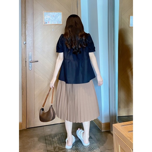 Áo bầu Sơ mi trắng babydoll trẻ trung