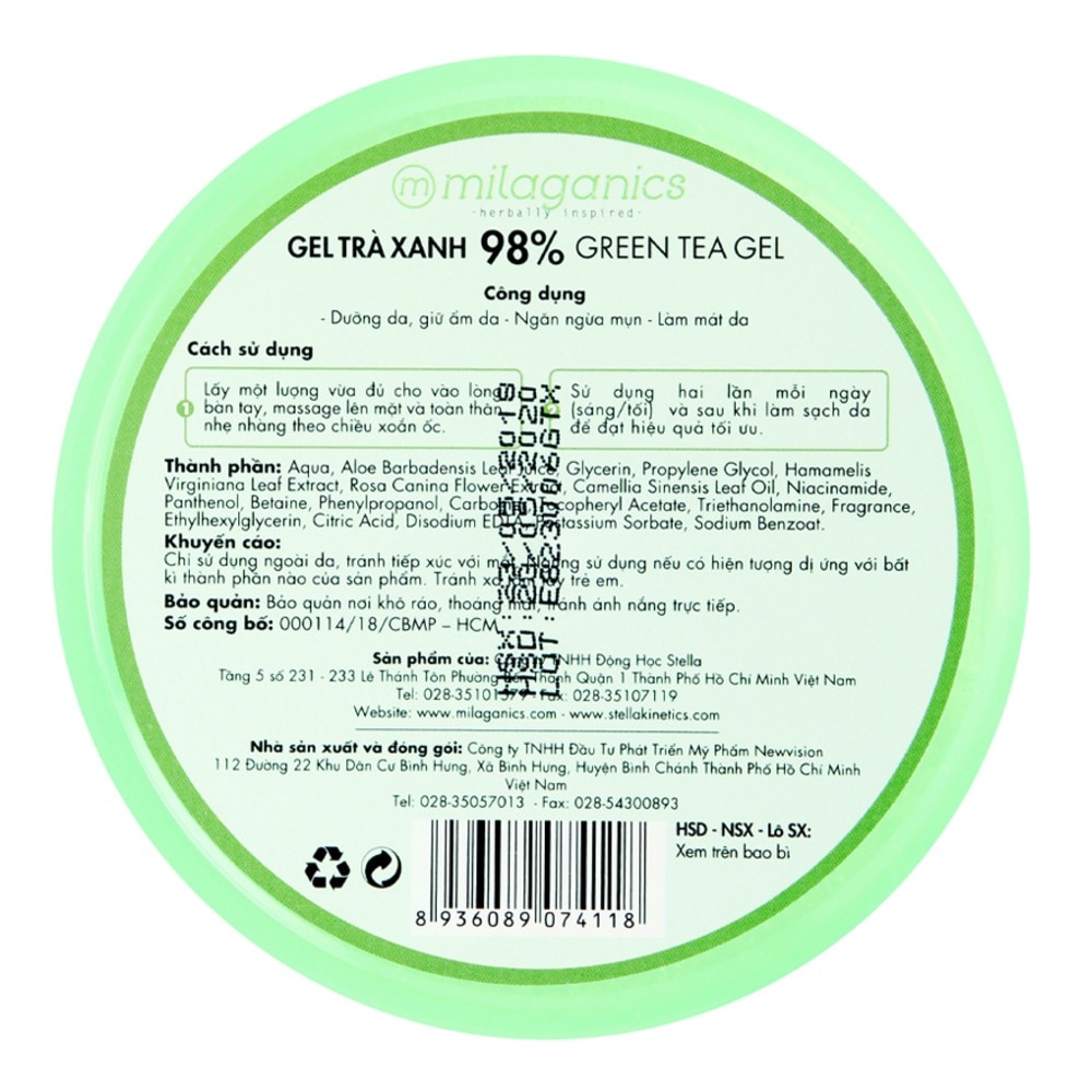 Gel Trà Xanh Milaganics 300ml