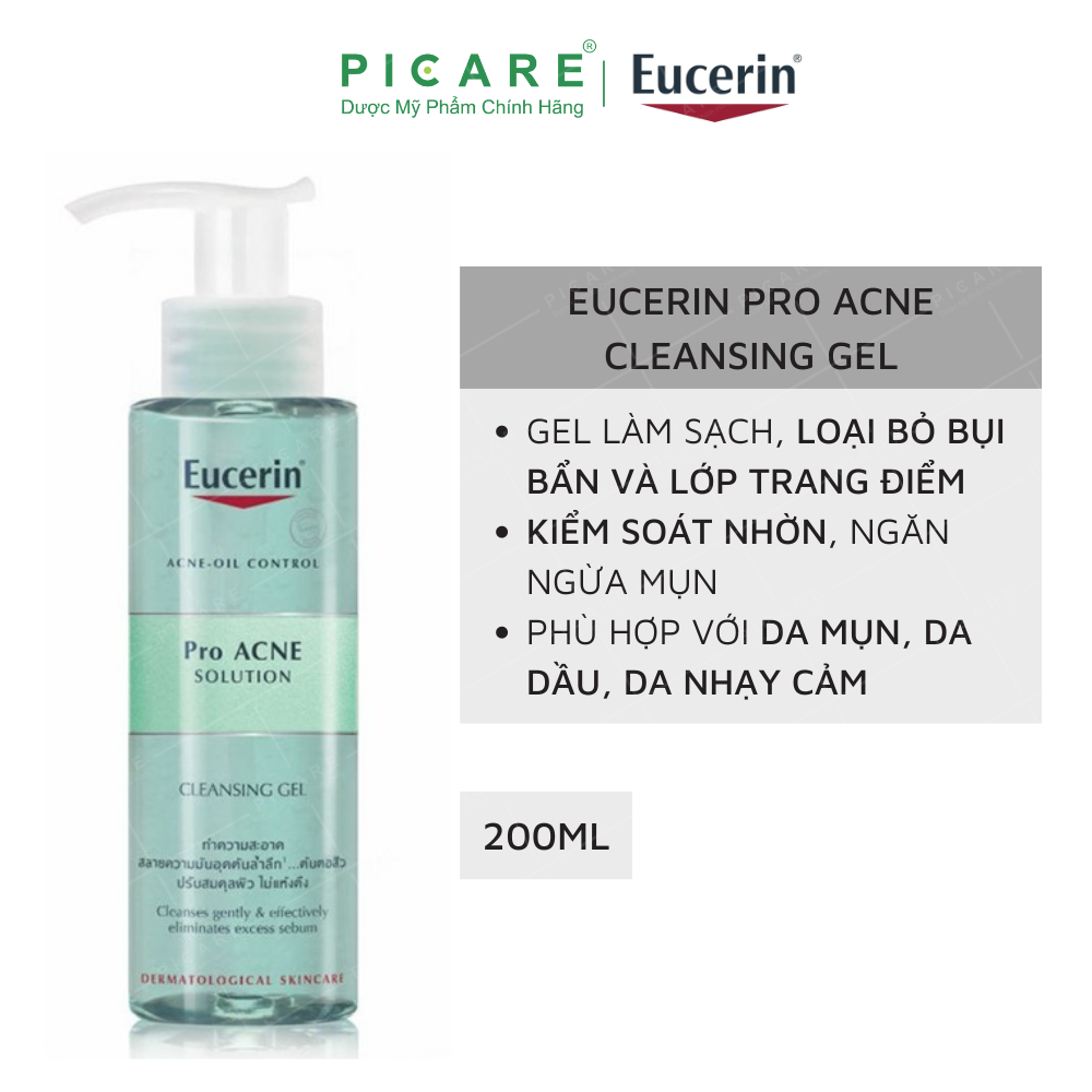 Eucerin - Gel Rửa Mặt Cho Da Nhờn Mụn ProAcne Cleansing 200ml