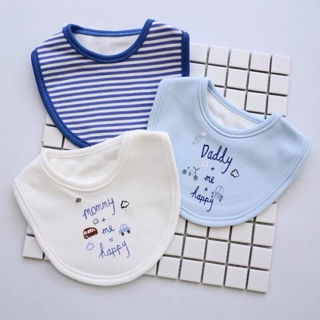 Set 3 yếm tròn cotton Momcare cao cấp