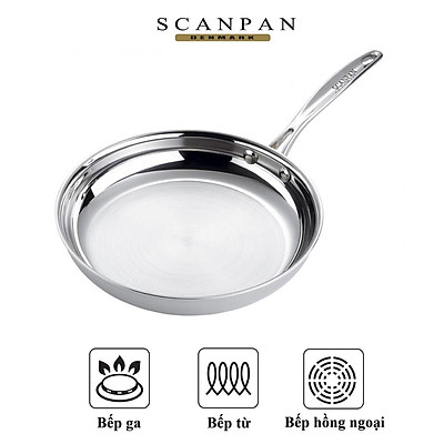 Chảo inox đáy từ Scanpan Impact 24cm 71002400, thiết kế 3  lớp an toàn trong máy rửa bát inox 18/10 - Hàng chính hãng
