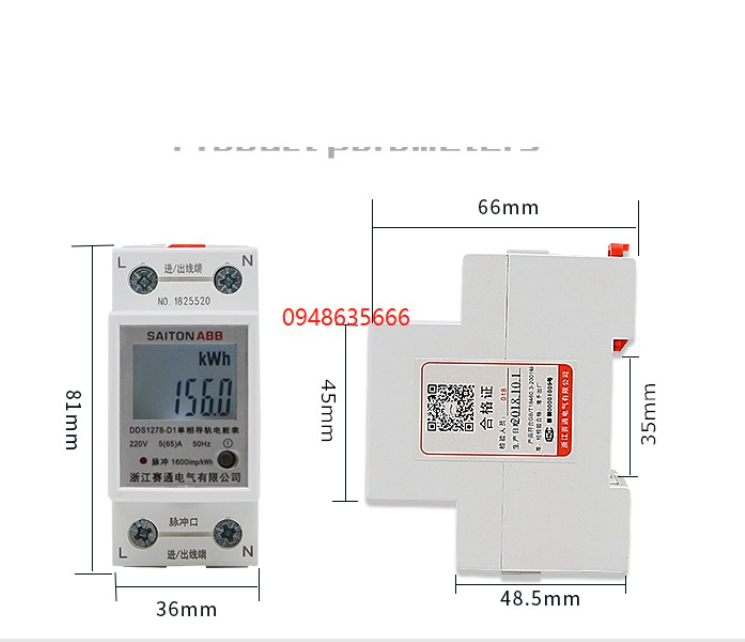 Công tơ điện tử, thiết bị đo công suất SAITON ABB 65A