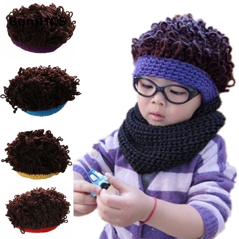 Bộ Tóc Giả Xoăn Kèm Nón Cho Bé Trai