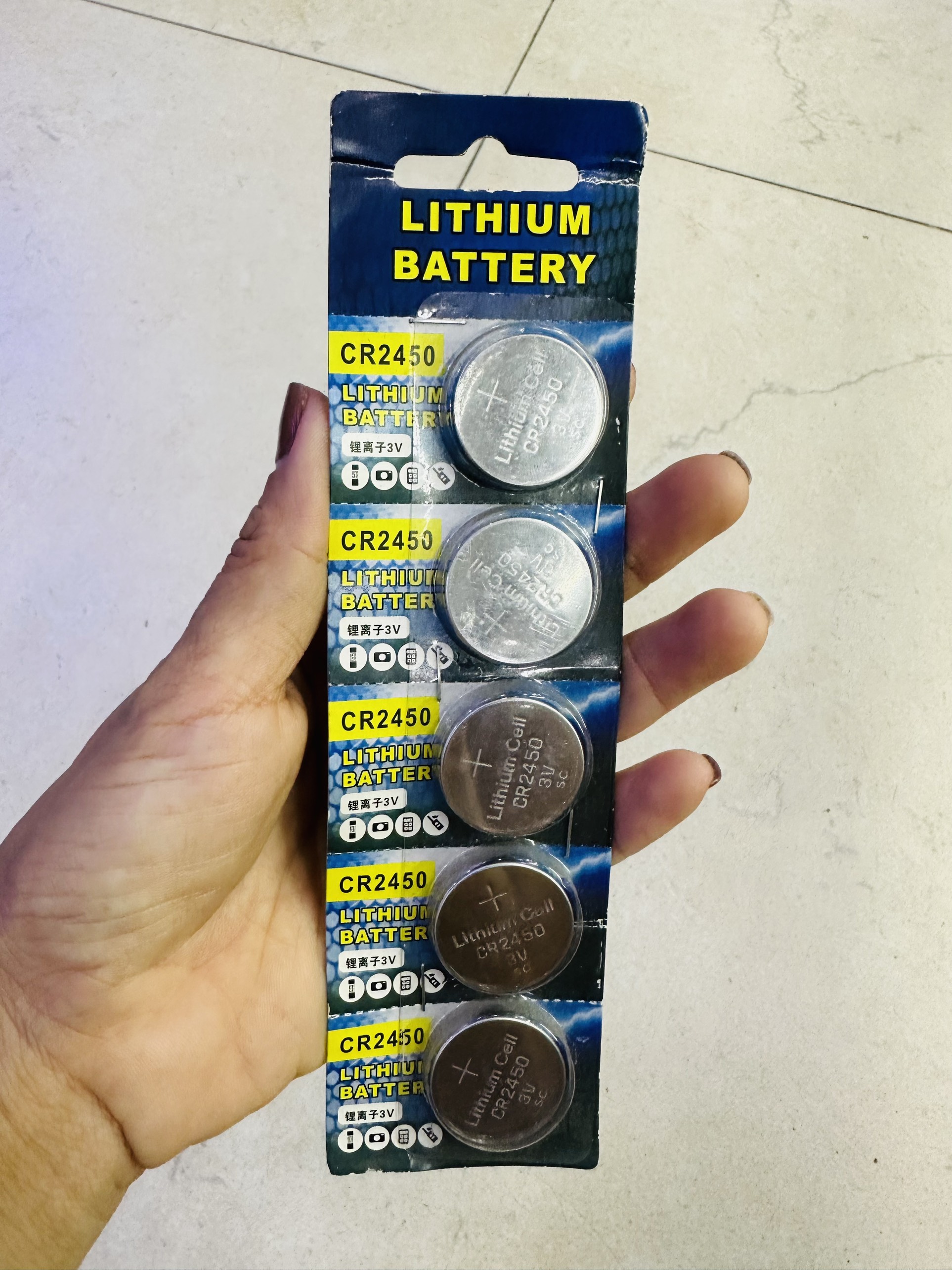 Pin tròn nút áo mã CR2450 3V (vỉ 5 viên pin)