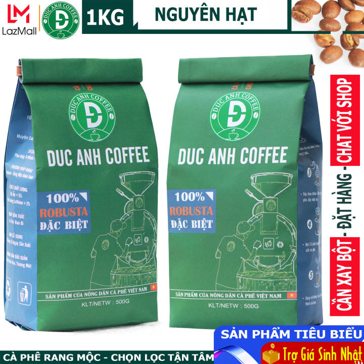 1kg Cà Phê Hạt rang mộc DUC ANH COFFEE – 100% Robusta Thượng Hạng – chọn trái chín – phù hợp pha phin và pha máy – cafe hạt rang mộc – cà phê robusta – DUC ANH COFFEE – top1shop