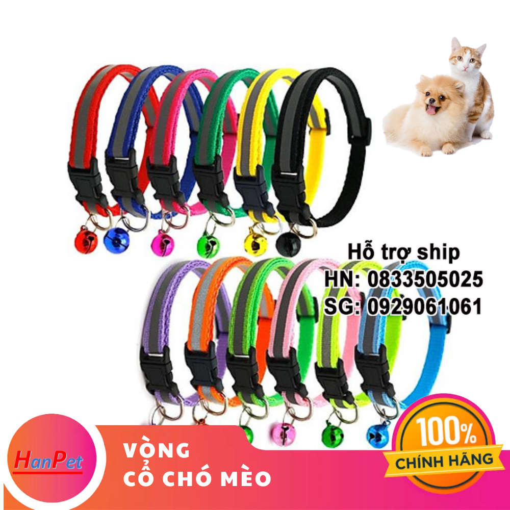 Hanpet - Vòng cổ chó mèo nhỏ- Vòng cổ phản quang thú cưng dưới 5kg
