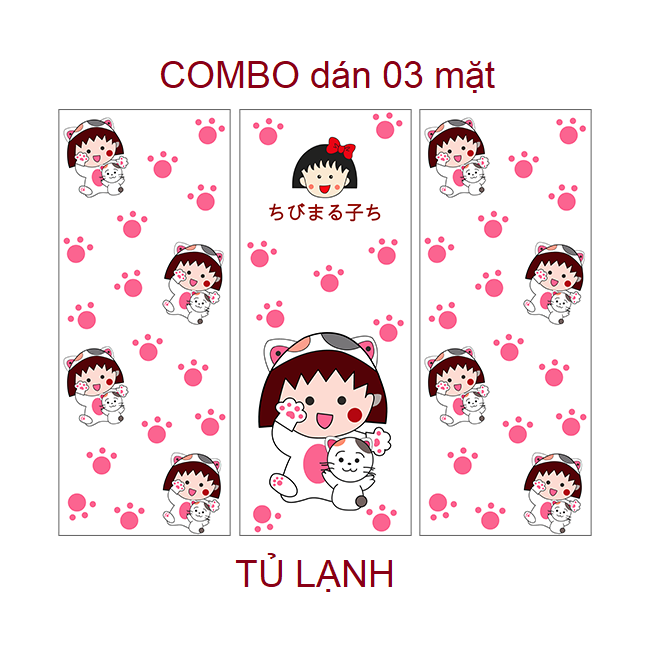[HCM]Combo 3 tấm MARUKO (Mặt trước và 2 mặt bên) khác nhau - Decal dán tủ lạnh - THUTHAODECOR