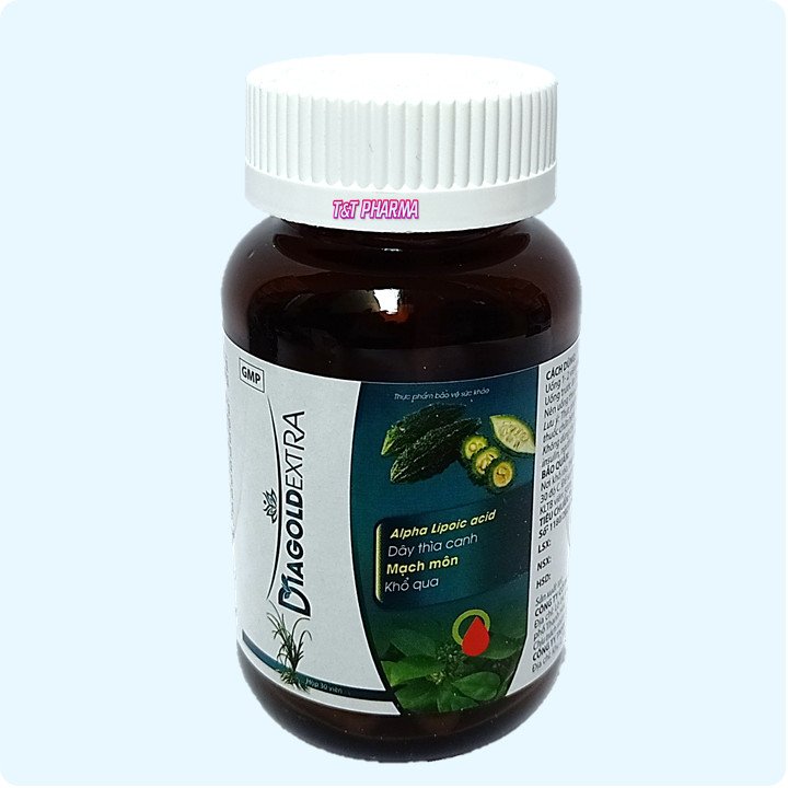 Viên Uống Giảm Tiểu Đường Diagold Extra- Giúp Giảm Cholesterol Máu, Cải Thiện Biến Chứng Tiểu Đường,Điều Hòa Huyết Áp- Hộp 30 viên