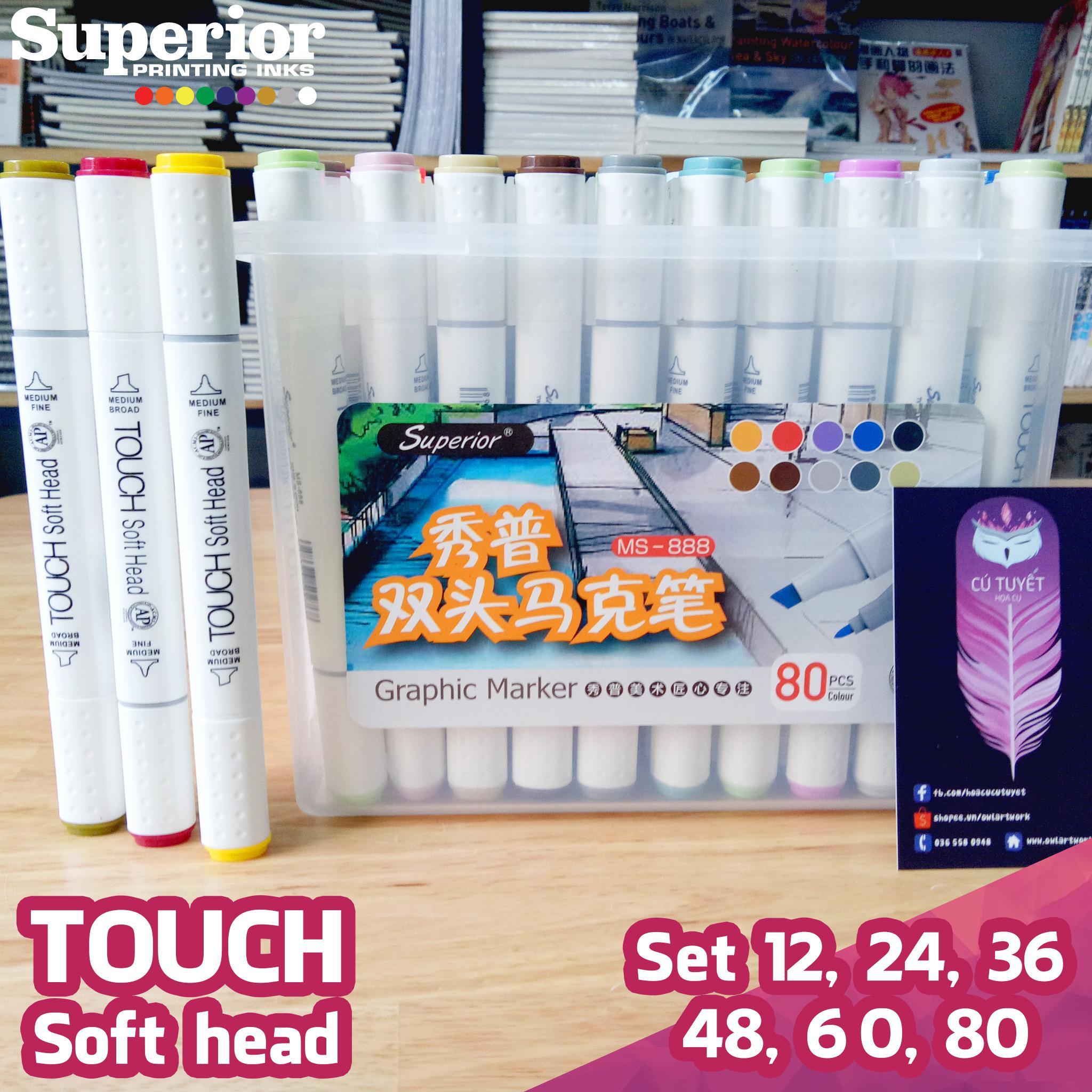 [HCM]Bộ bút Marker TOUCH SOFT HEAD - Set 80 màu