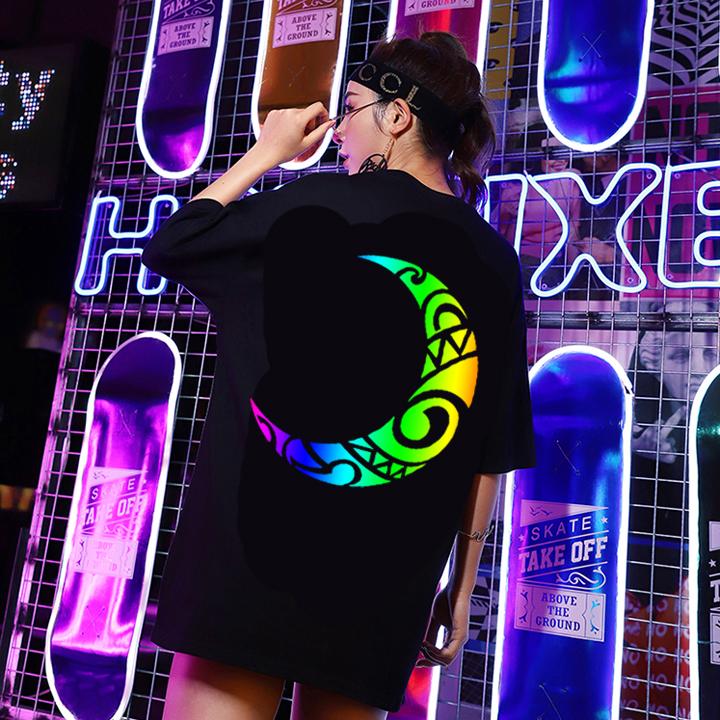 [HCM]Áo thun phản quang 7 màu Tay lỡ Mặt Trăng Nam Nữ