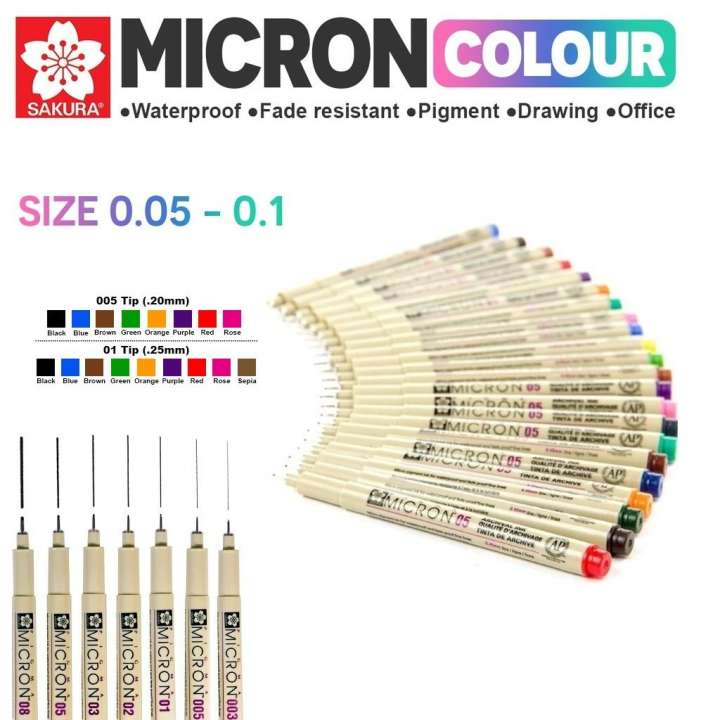 [HCM]SIZE 005 - BÚT LINE MÀU ĐI NÉT CHUYÊN NGHIỆP SAKURA MICRON (CHỌN MÀU)