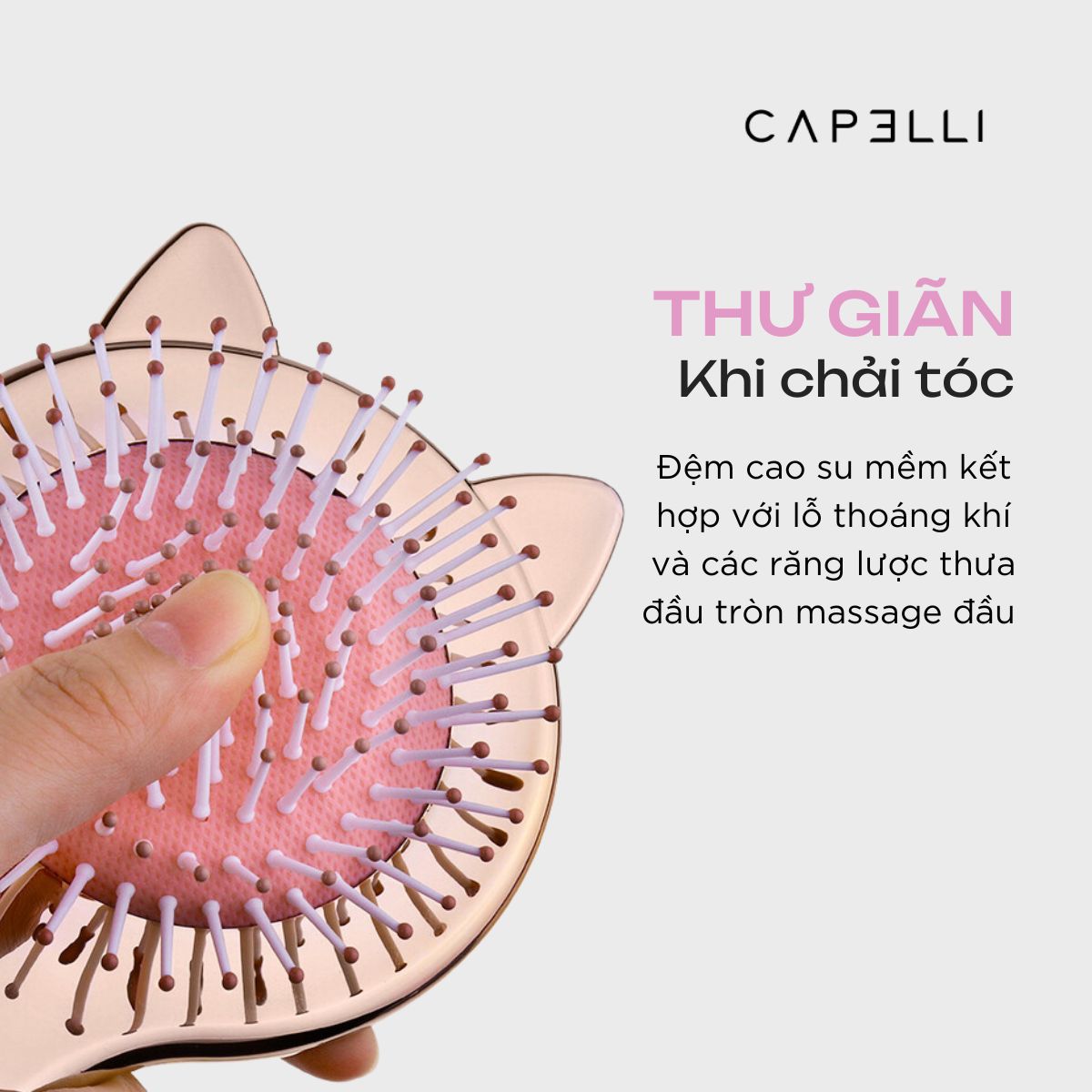 Lược Răng Thưa CAPELLI Gỡ Rối Tóc Hình Tai Mèo