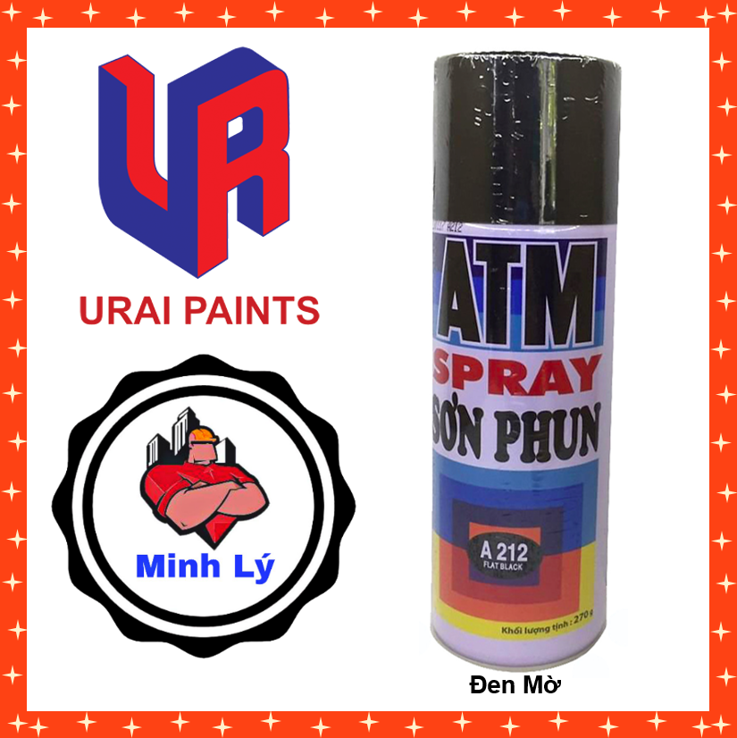 Sơn phun đen mờ a 212 đen nhám atm spray cao cấp