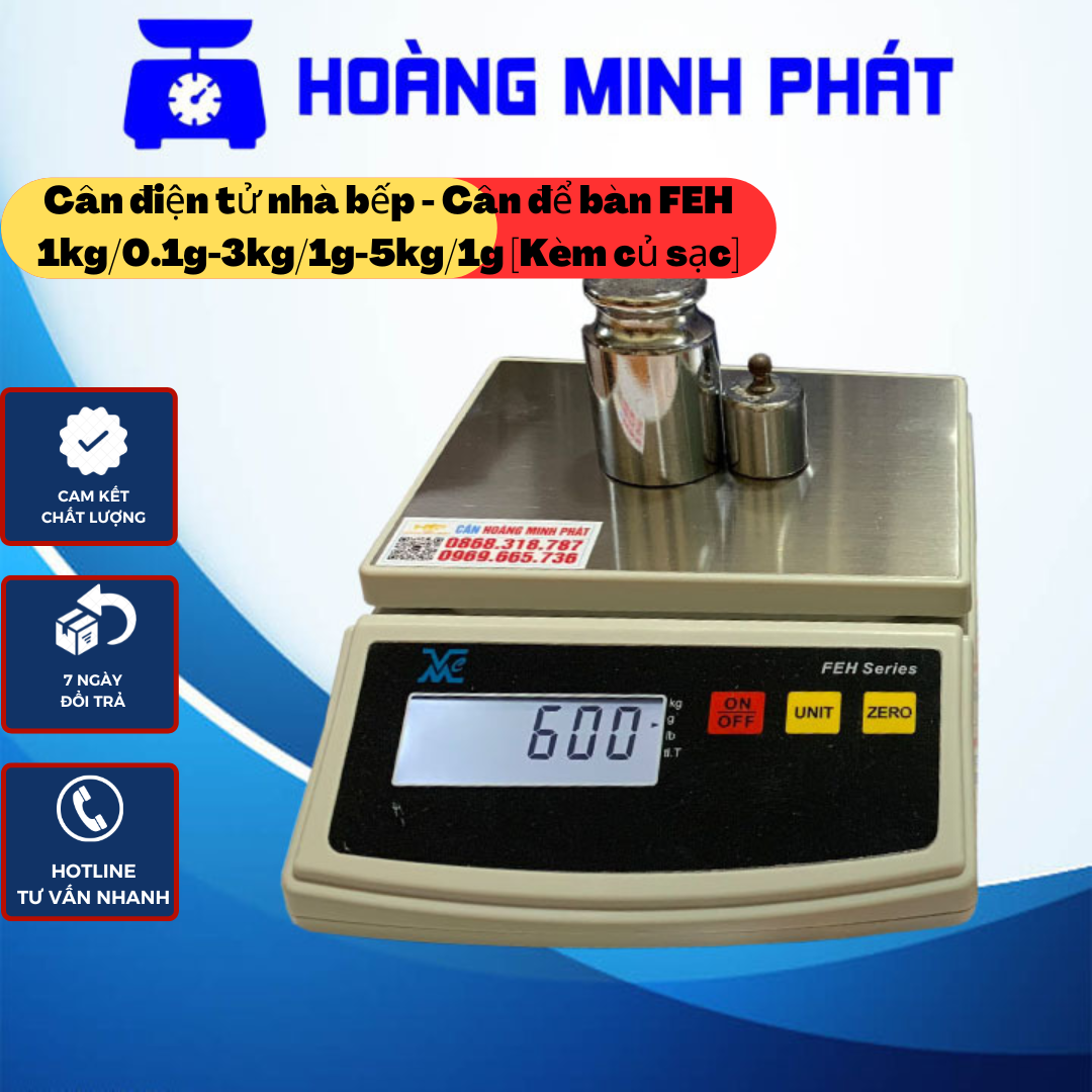 Cân điện tử nhà bếp chính xác cao 5kg 3kg 1kg FEH, cân điện tử mini dùng cho gia đình, nhà hàng, khách sạn