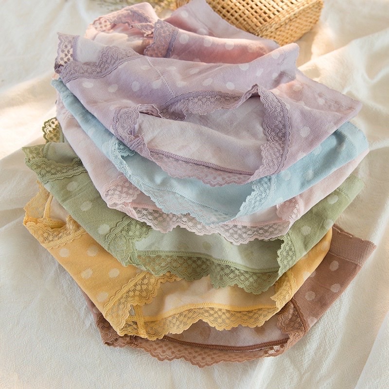 Set 5 quần chip CHẤM BI cotton xuất Nhật
