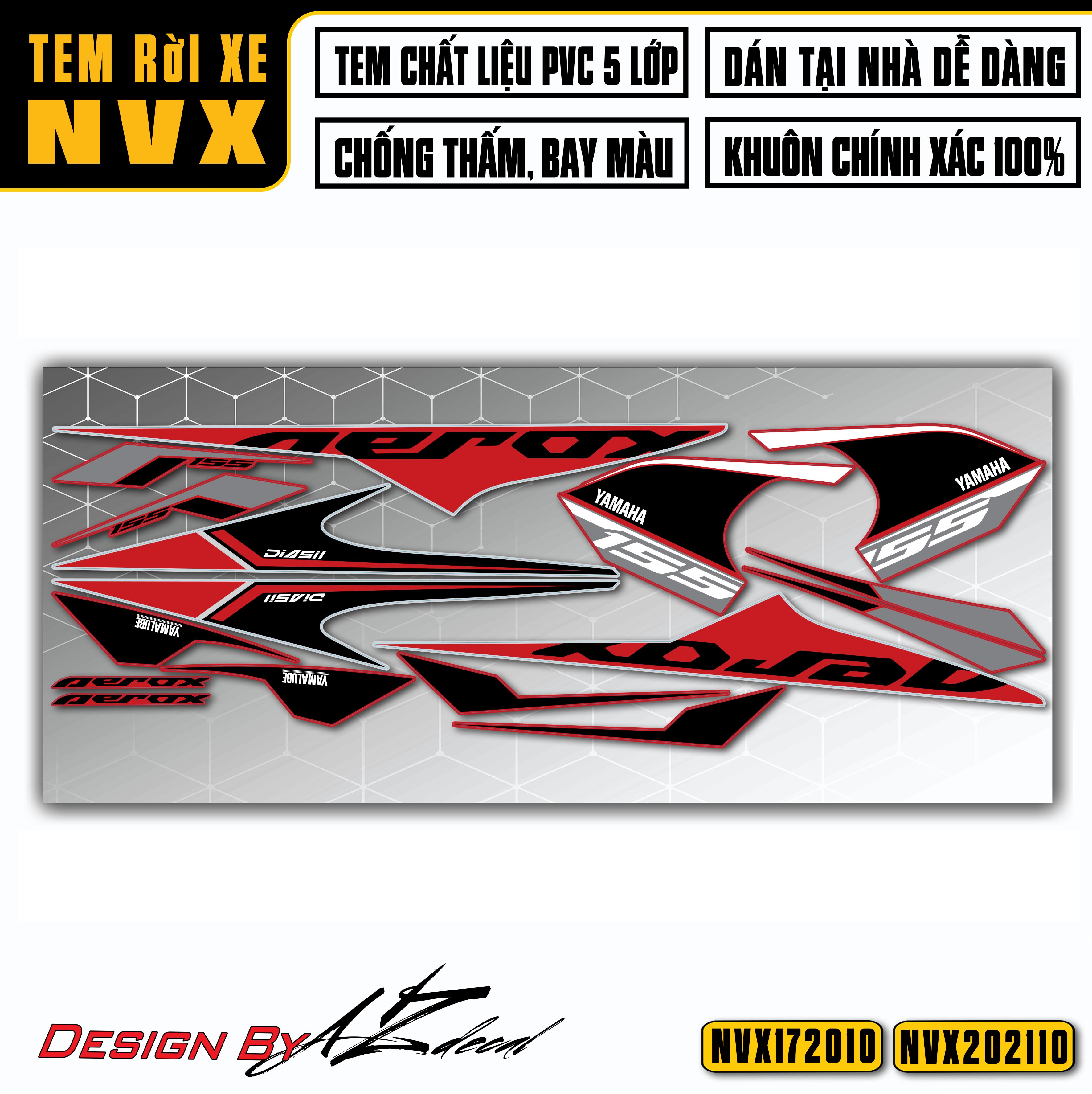 Tem Rời Aerox Dán Xe NVX 125-155 | NVX10 | Cho Xe Màu Trắng, Đen, Đỏ, Xanh...Decal Chế Cao Cấp Chống Nước, Bền Màu - Azdecal