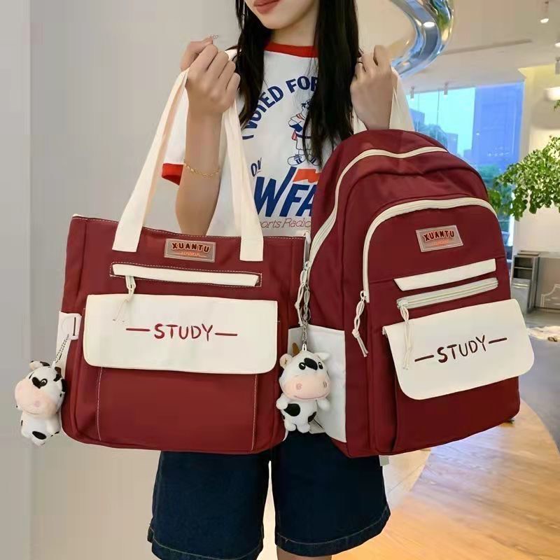 Set 2 món balo study phong cách hàn quốc mang đi chơi, đi học vừa a4