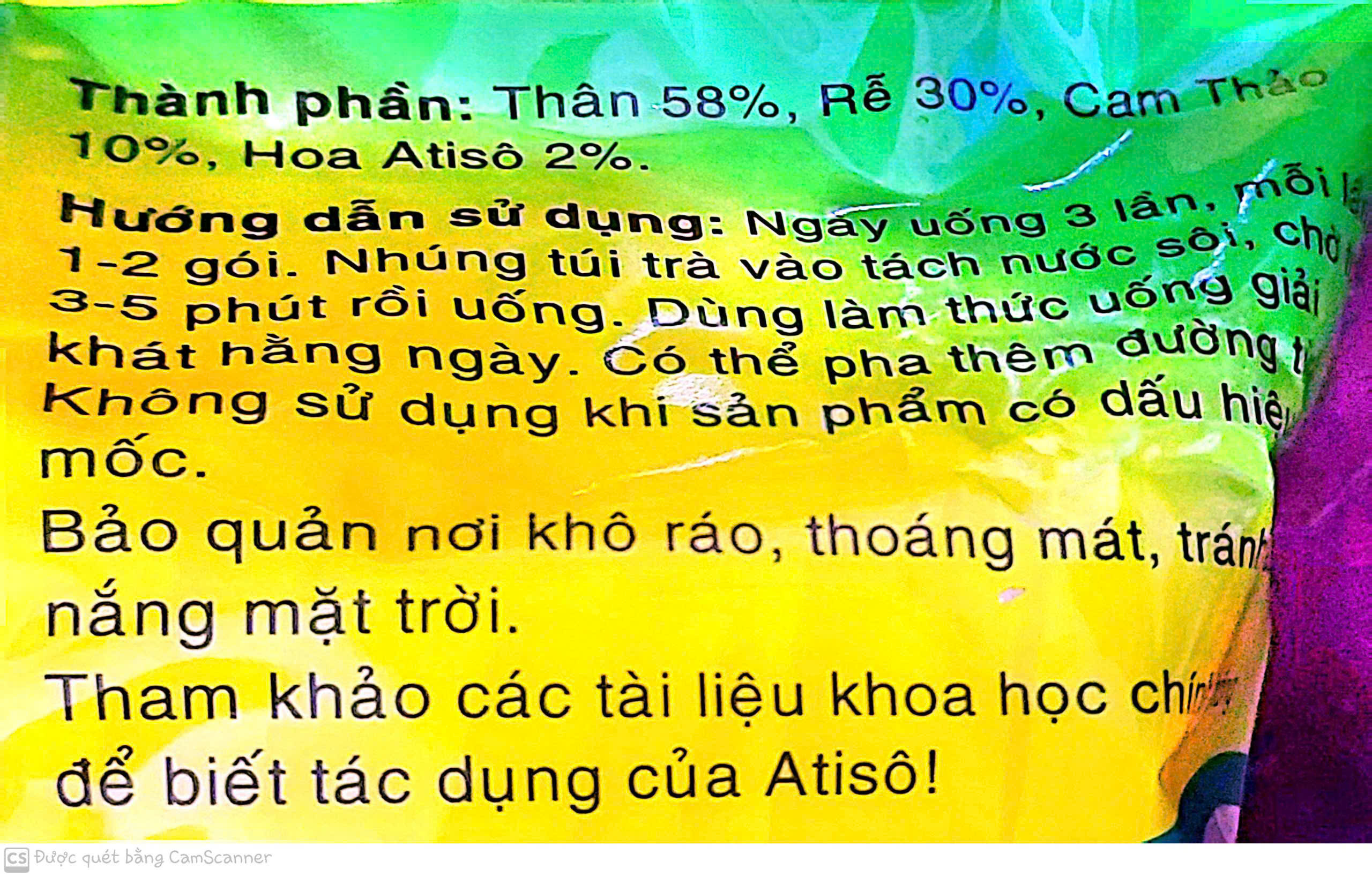 Trà Atiso Vĩnh Tiến XANH 100 gói