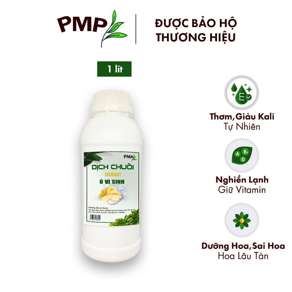 Dịch Chuối Humic PMP Vi Sinh Chuyên Dùng Cho Hoa Hồng, Hoa Lan, Rau Sạch 1000ml