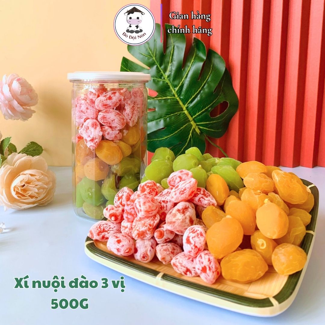 500g Xí Muội Đào Mix 3 Vị Bò Đội Nón