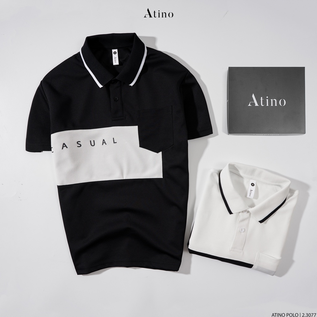 Áo Polo Nam Phối CASUAL ATINO viền cổ thanh lịch vải cá sấu Cotton cao cấp