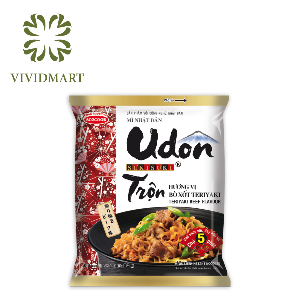 [1 package ] - ACECOOK - Instant Udon Sưkisưki comes in 2 flavors: Japanese Udon flavor and Teriyaki beef flavor (75g - 82g/ package)
