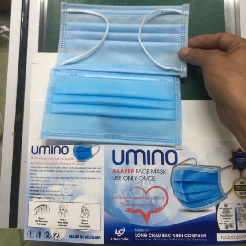 ktyt unmino 4 lớp kháng khuẩn😊hộp 50c ( chỉ còn màu xanh)