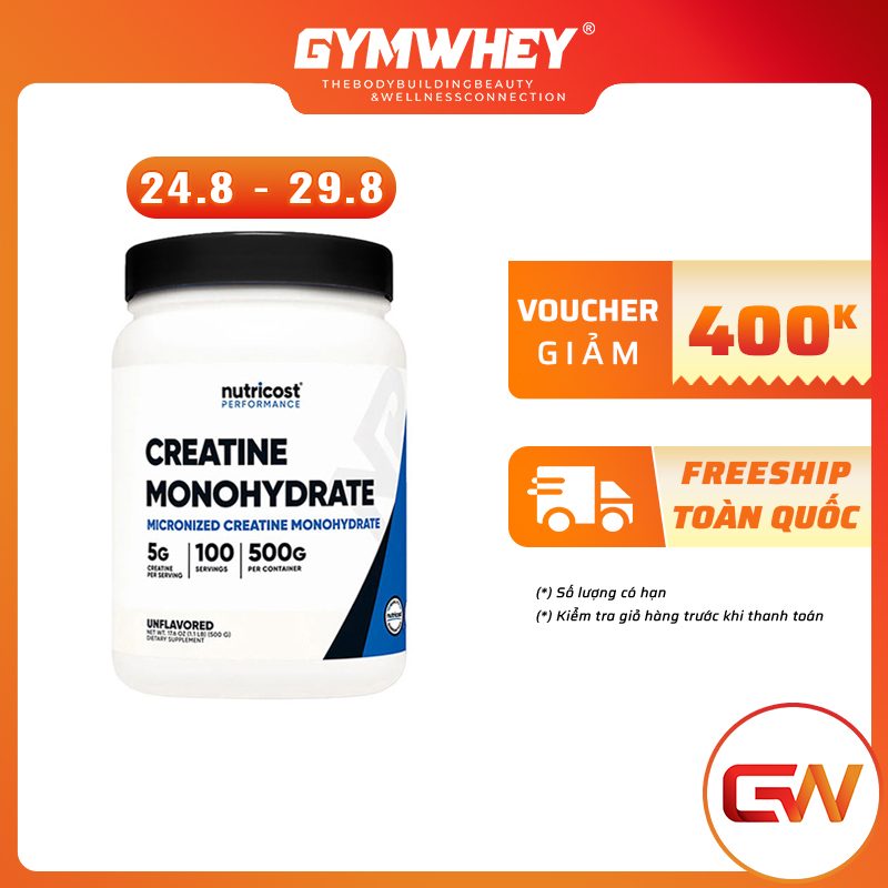 Nutricost Creatine Monohydrate Phục Hồi Năng Lượng Tăng Sức Mạnh Cơ Bắp 500 Gram
