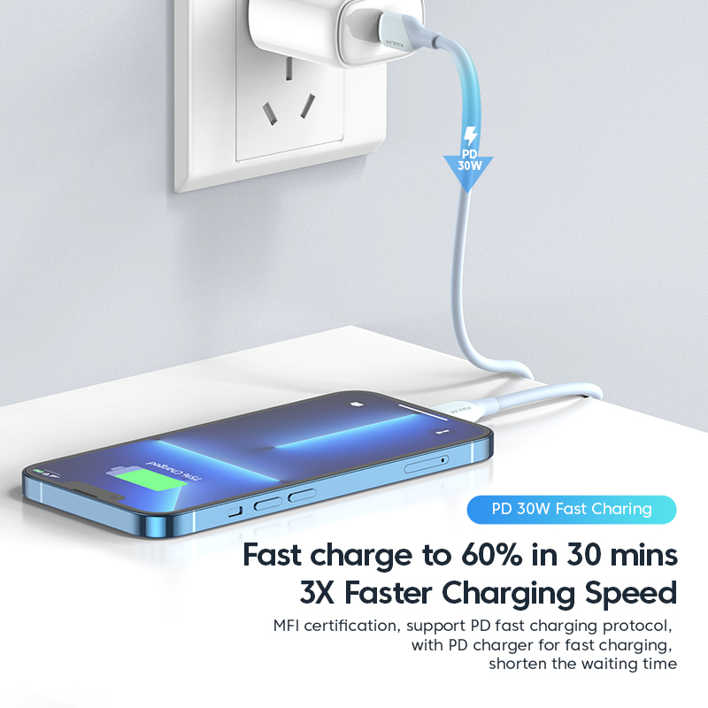 【For iPhone 13】【50% OFF Voucher】KUULAA MFi 30W 3A(MAX) Fast Charging Cable Type-c To Lightning PD Quick Charging Date Cable For iPhone 12 Mini Pro Max 11 X XS 8 XR Charge Cord