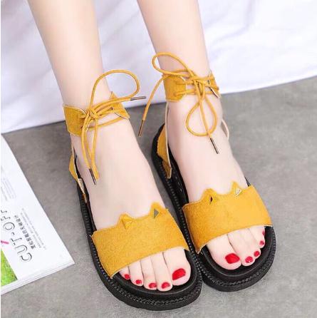 Giày Sandal Nữ Tai Thỏ Cột Dây Cổ Chân