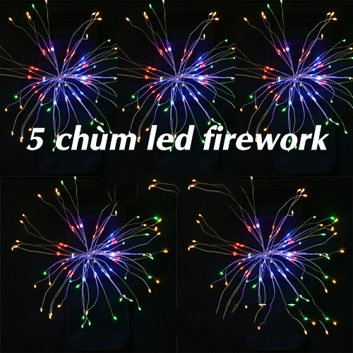Bộ dây 5 chùm đèn Led pháo hoa firework nhiều màu