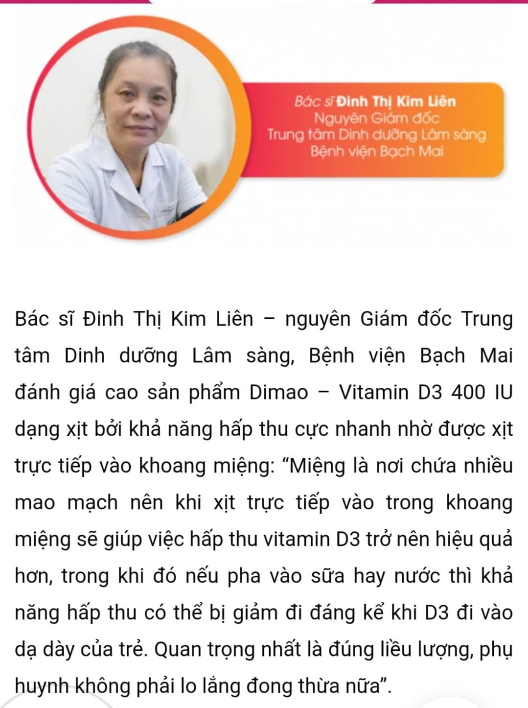 Dimao - Vitamin D3 Dạng Xịt Cho Bé - Vitamin Dimao