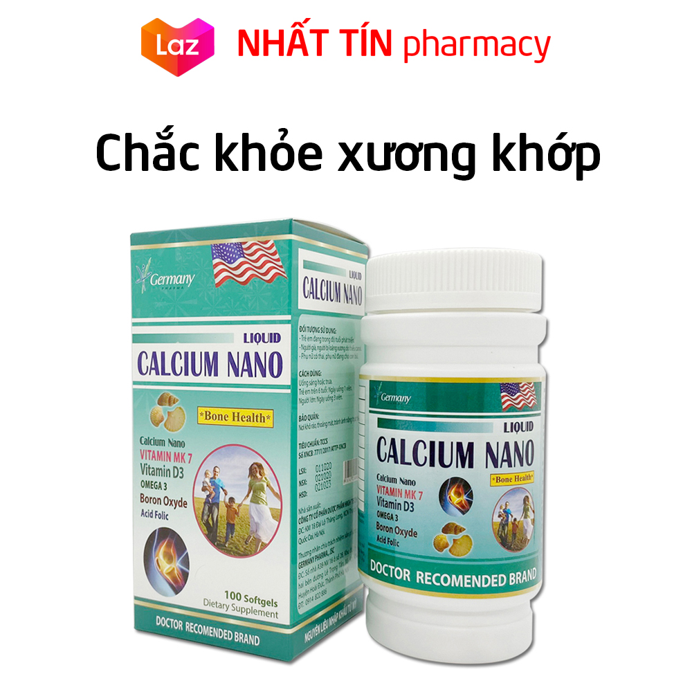Viên uống bổ sung canxi 900mg Liquid Calcium Nano chắc khỏe xương phát triển hệ xương giảm loãng xương - Hộp 100 viên dùng cho người trên 6 tuổi