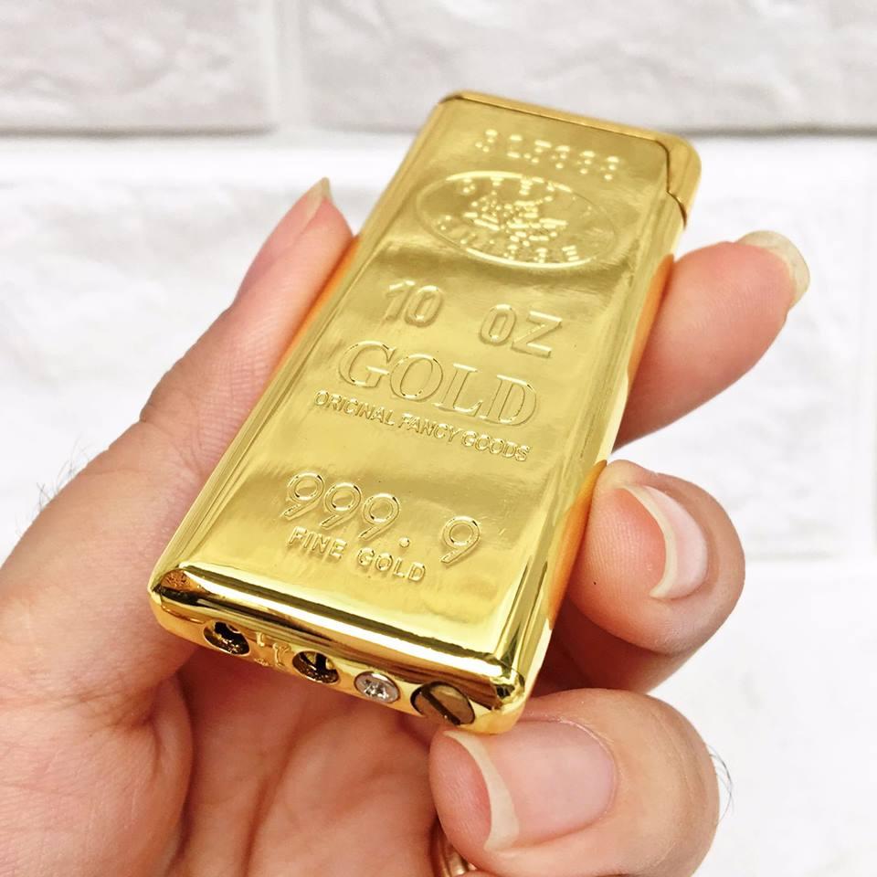 Bật Lửa Khò gas đá hình thỏi vàng 9999