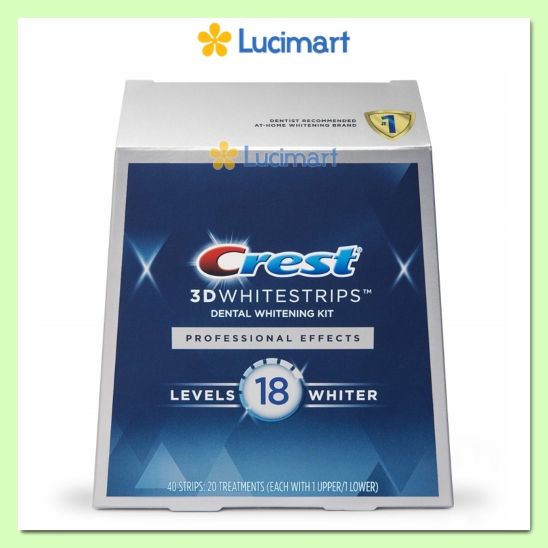 [HCM]Fullbox 20 gói dán răng Crest 3D Whitestrips Professional Effects Levels 18 Whiter 1 hộp 20 gói/20 ngày [Hàng Mỹ]