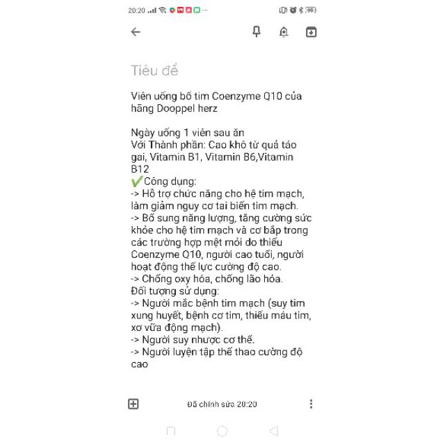 Bill kèm Coenzyme Q10 dopp Hàng Đức