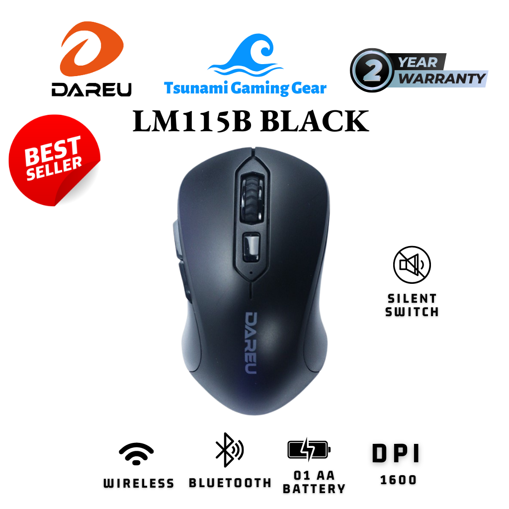 Chuột không dây DAREU LM115B Dual Mode (Bluetooth + Wireless 2.4Ghz) | Silent Switch | Pin AA