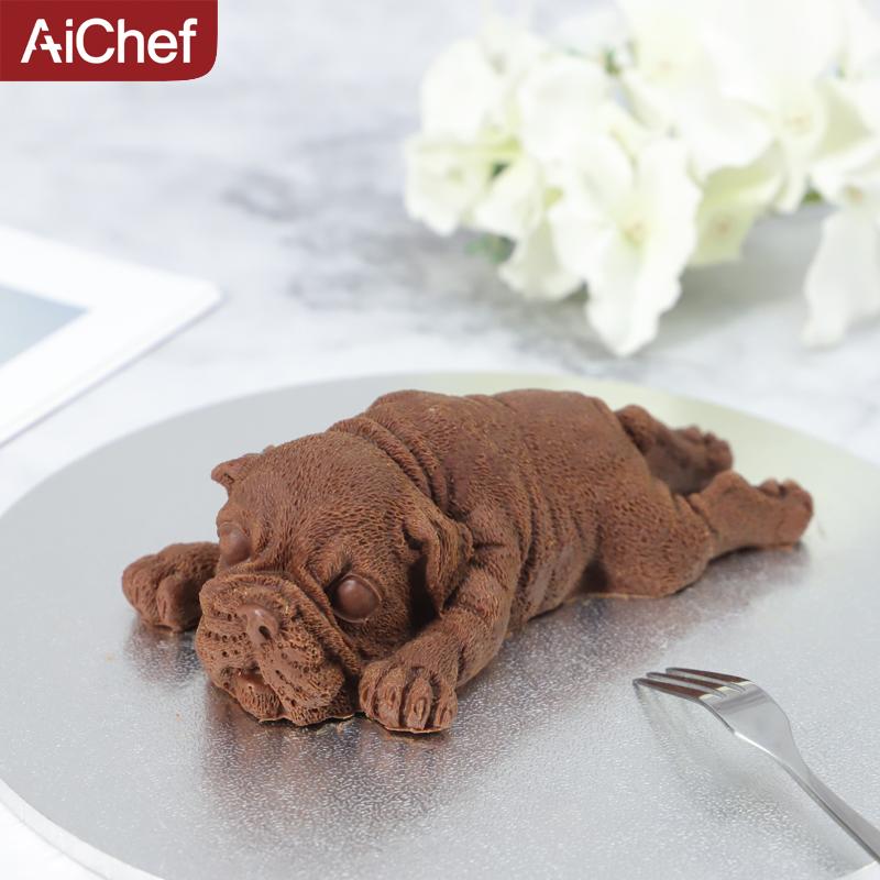 Nổi Danh Trên Mạng Bẩn Bẩn Sữa Nhỏ Chó Shar PEI Con Chó Con Bánh Mousse Bộ Tạo Khuôn Hình Silicone Kiểu Pháp Bánh Nướng, Dụng Cụ