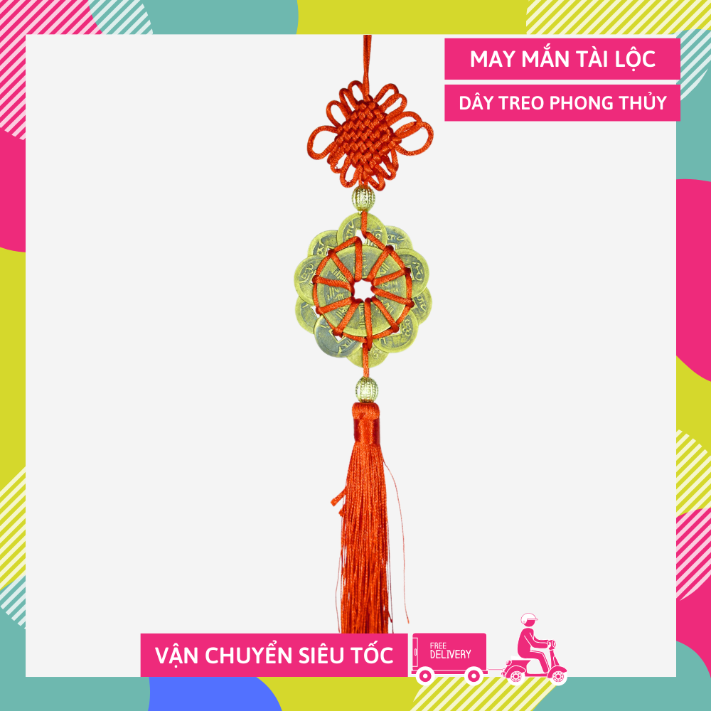 Dây treo phong thủy đồng xu Mai Hoa Thập Toàn tài lộc