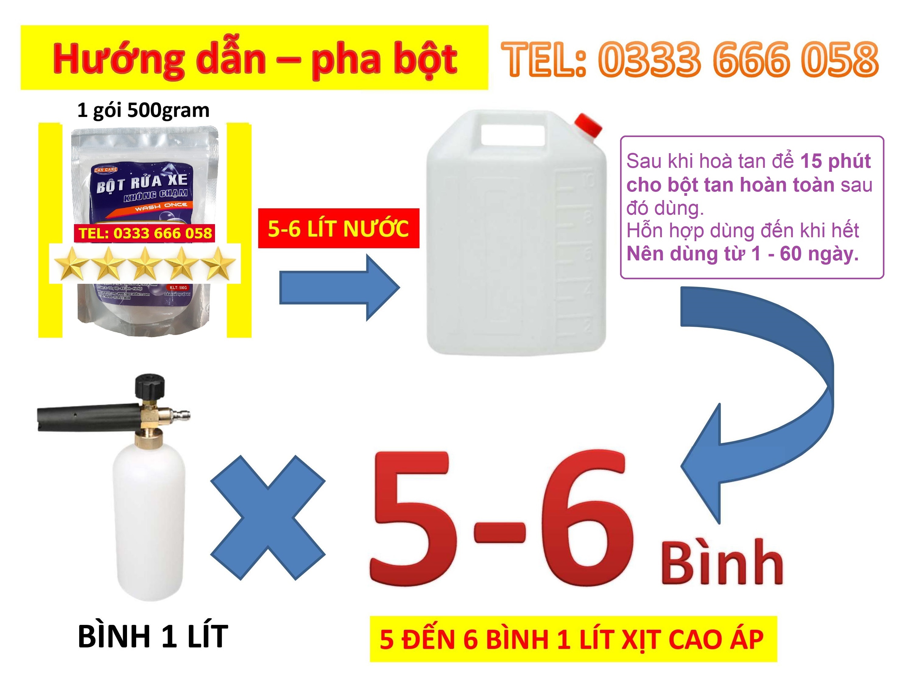Bột rửa xe không chạm Wash Once 2023 500gram