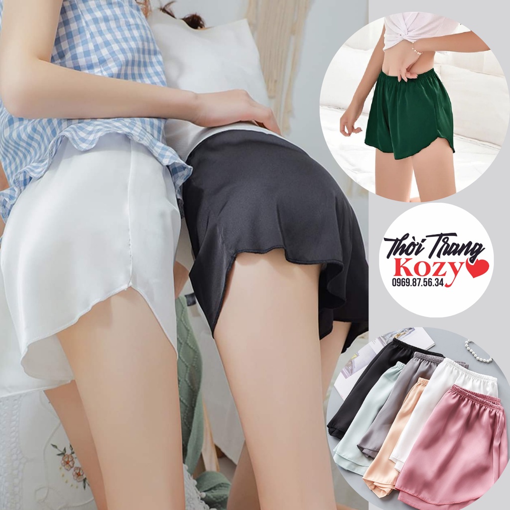 Quần đùi lụa ngủ mặc ở nhà cho nữ, quần đùi mặc trong váy chất lụa satin cao cấp mềm mịn