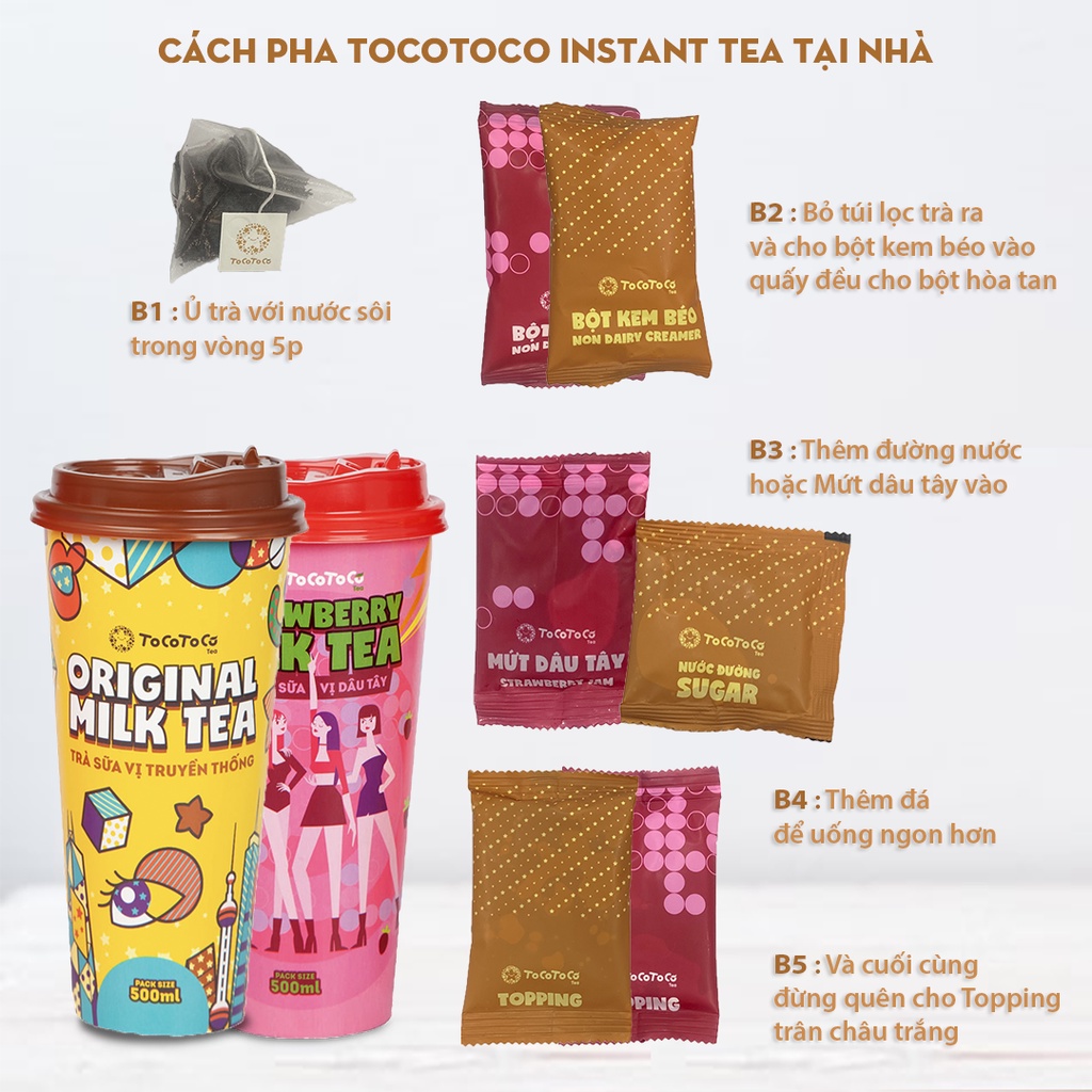 Trà sữa Tocotoco Instant Tea trà sữa tự pha hương dâu