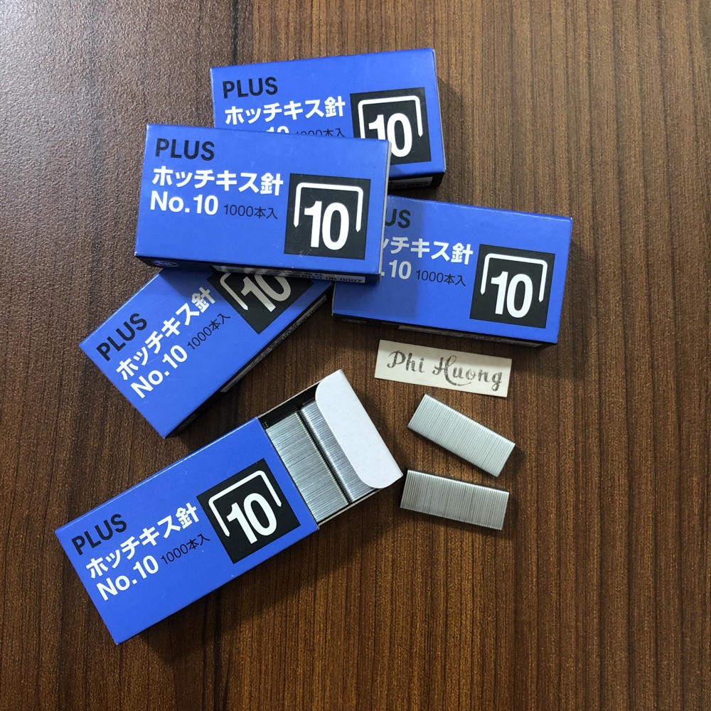 Set 5 hộp kim bấm số 10 Plus, phụ liệu văn phòng phẩm